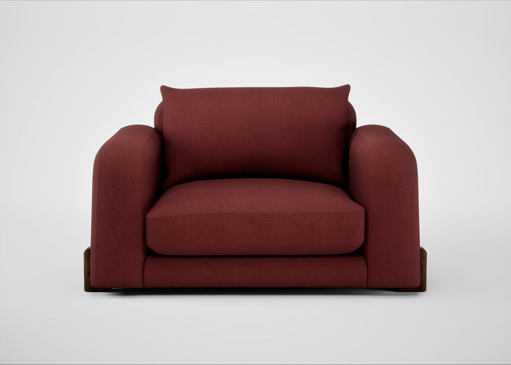 Nuvola Loveseat Capelo Linen-Cotton Etruscan Red / Walnut Stained