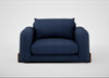 Nuvola Loveseat Capelo Linen-Cotton Inkspot / Walnut Stained