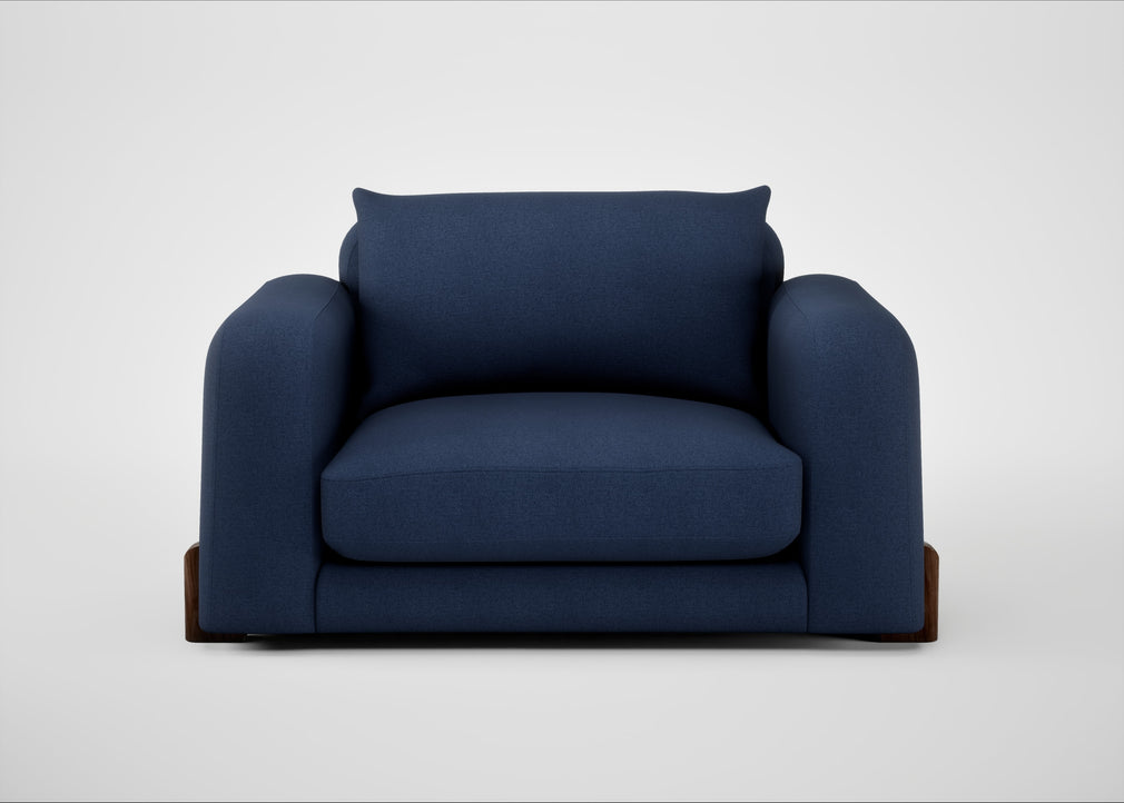 Nuvola Loveseat Capelo Linen-Cotton Inkspot / Walnut Stained