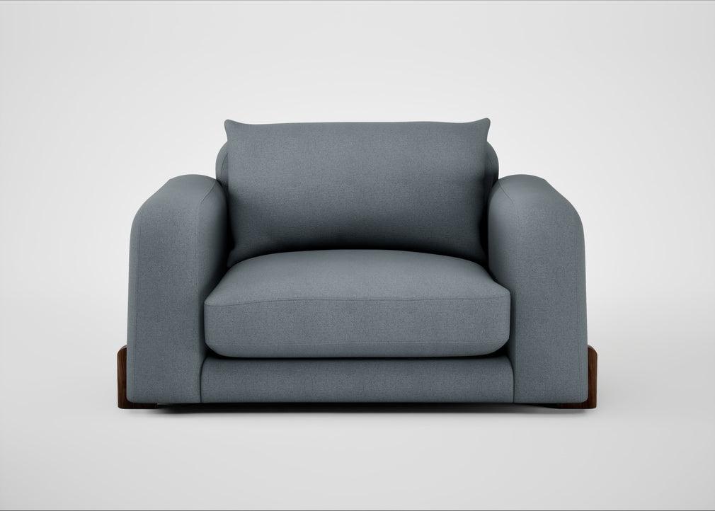 Nuvola Loveseat Capelo Linen-Cotton Mineral / Walnut Stained