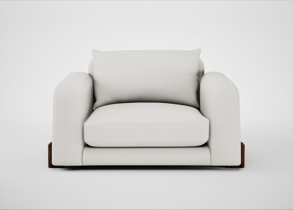 Nuvola Loveseat Capelo Linen-Cotton Sea Salt / Walnut Stained