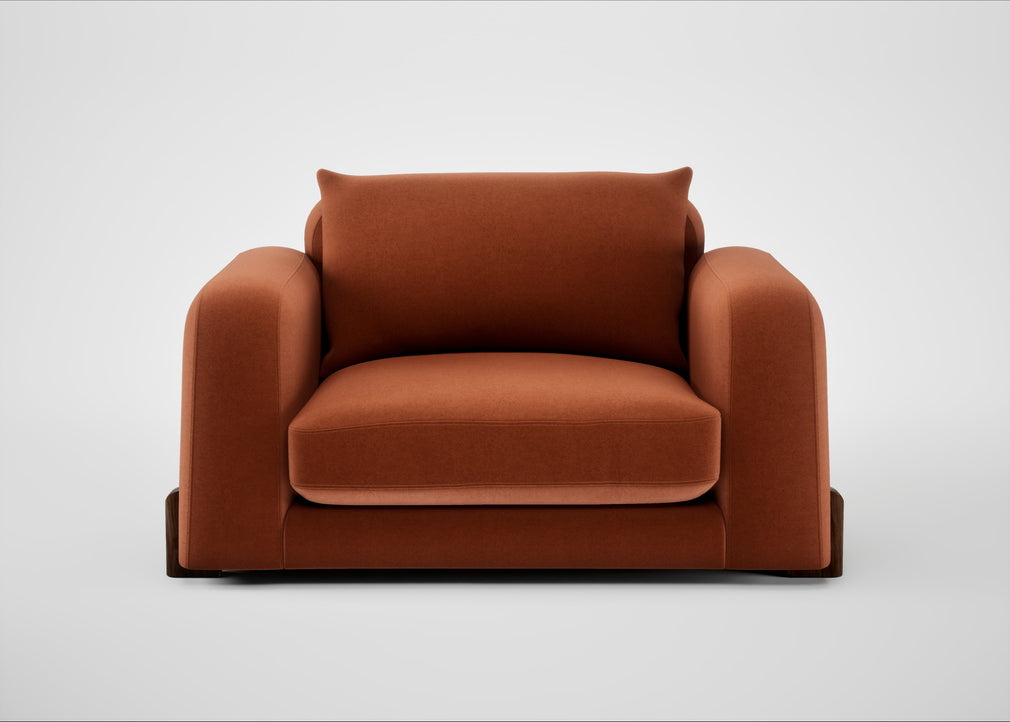 Nuvola Loveseat Cotton Velvet Russet / Walnut Stained