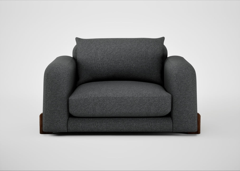 Nuvola Loveseat Melton Wool Granite / Walnut Stained