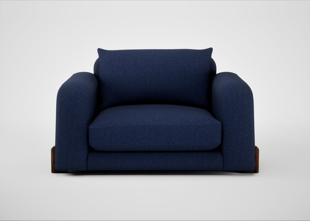 Nuvola Loveseat Melton Wool New Navy / Walnut Stained