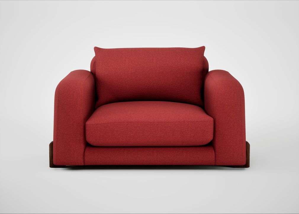 Nuvola Loveseat Melton Wool Red Oxide / Walnut Stained