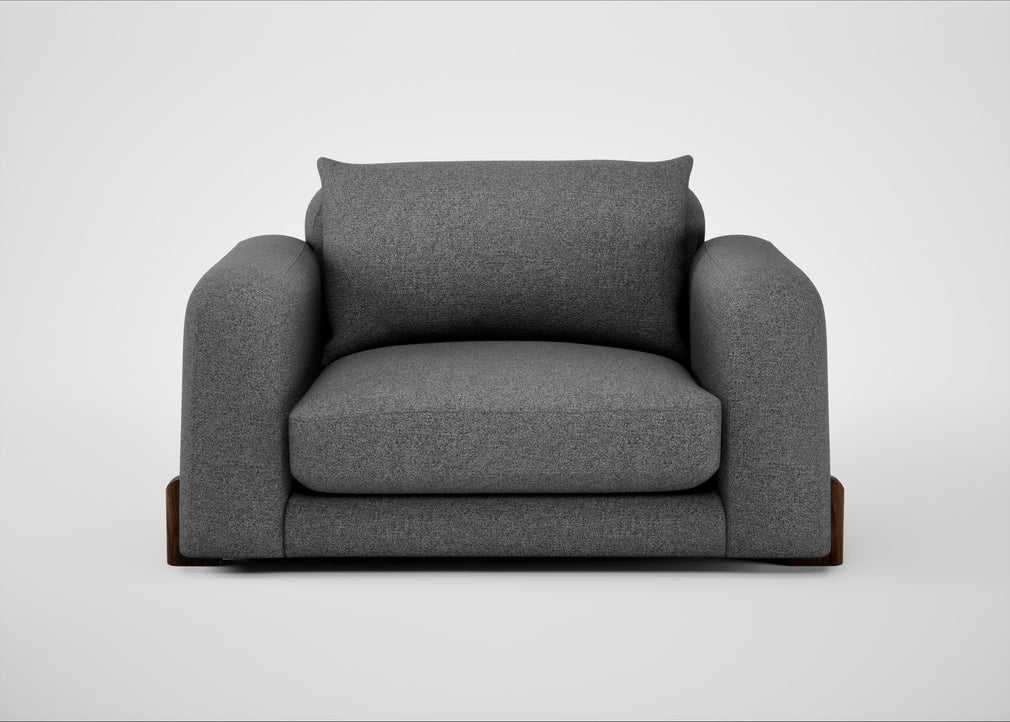 Nuvola Loveseat Melton Wool Shale / Walnut Stained