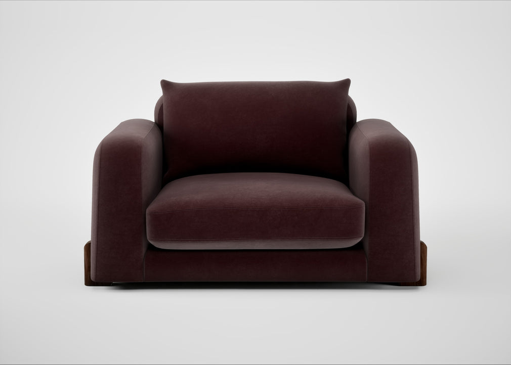 Nuvola Loveseat Smart Luxe Velvet Acorn / Walnut Stained