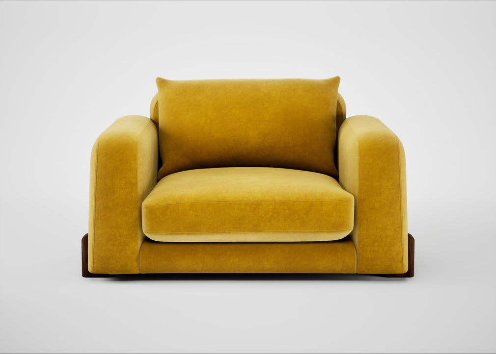 Nuvola Loveseat Smart Luxe Velvet Canary / Walnut Stained