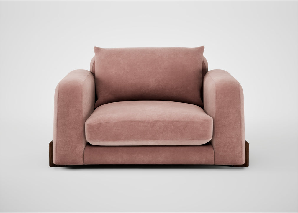Nuvola Loveseat Smart Luxe Velvet Dusky Pink / Walnut Stained