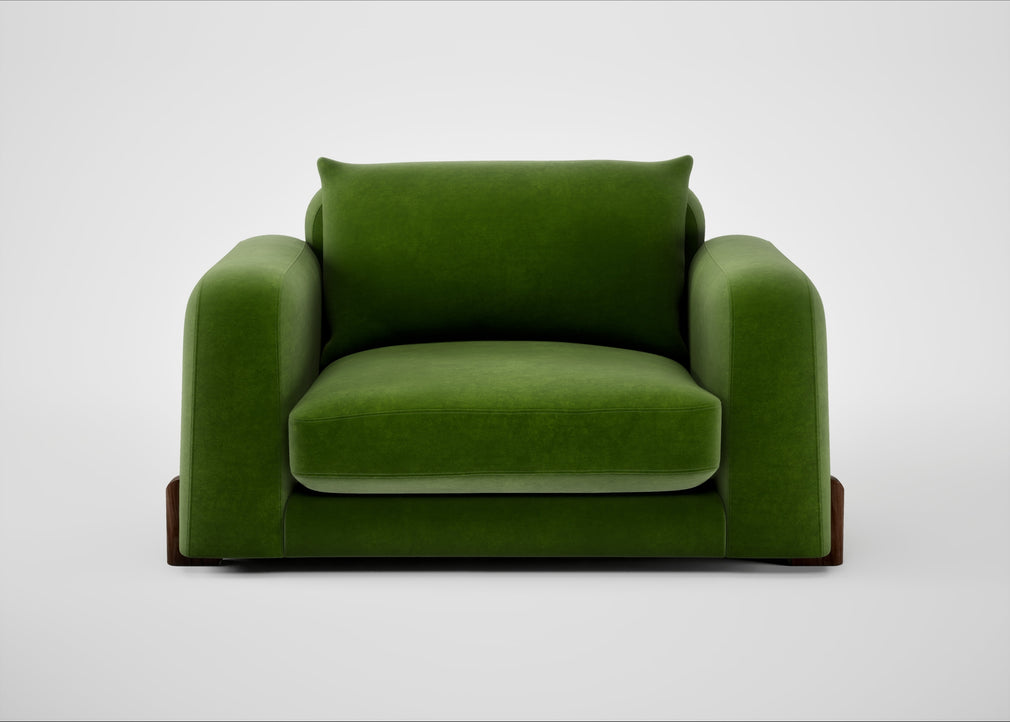 Nuvola Loveseat Smart Luxe Velvet Grass / Walnut Stained