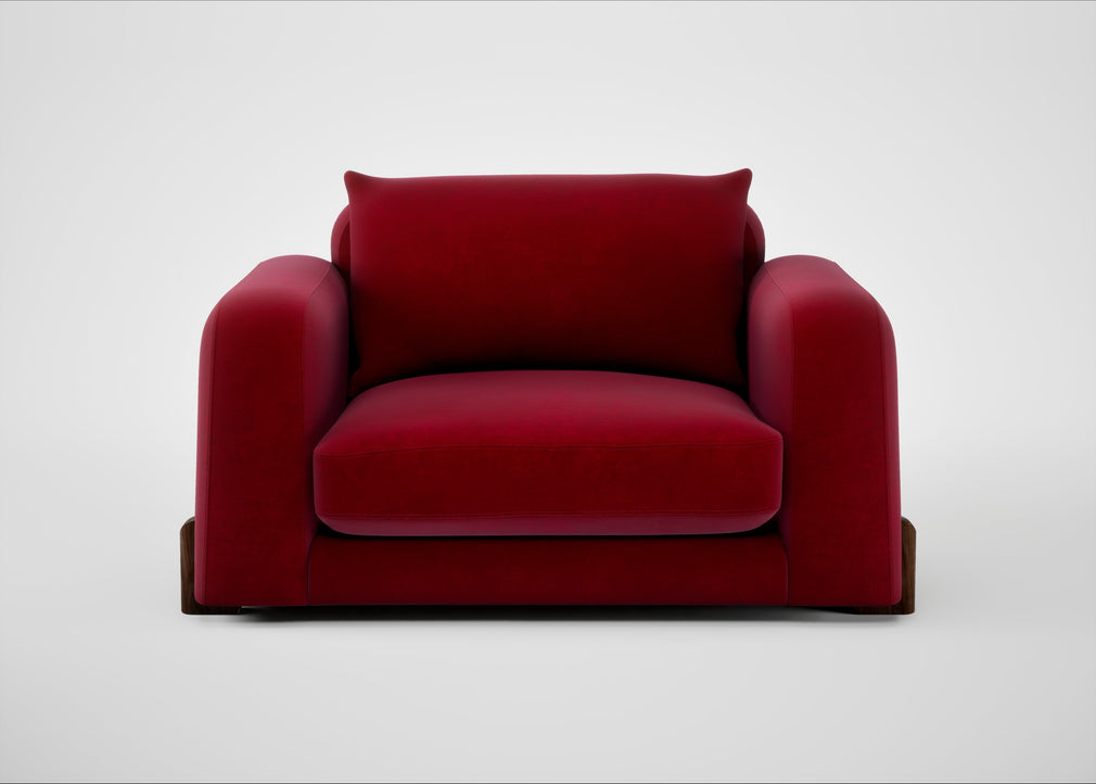 Nuvola Loveseat Smart Luxe Velvet Mulberry / Walnut Stained