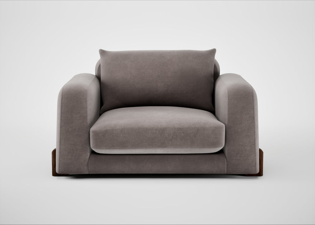 Nuvola Loveseat Smart Luxe Velvet Mushroom / Walnut Stained