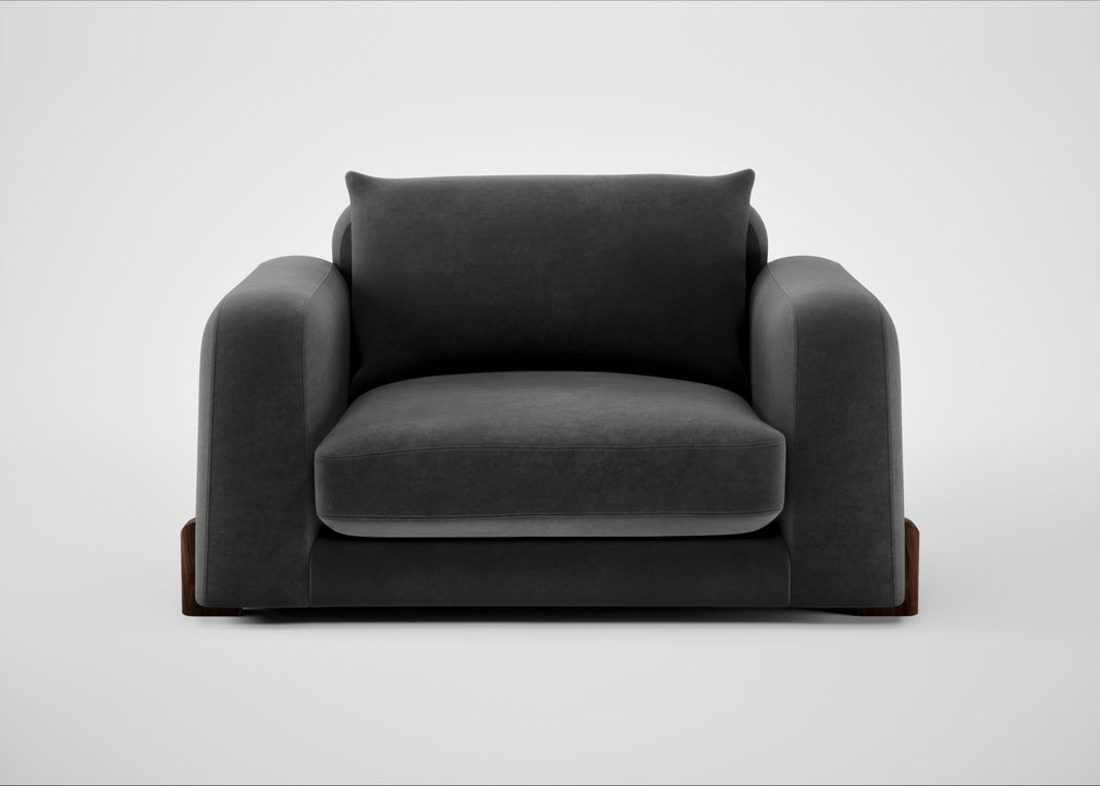 Nuvola Loveseat Smart Luxe Velvet Nickel / Walnut Stained