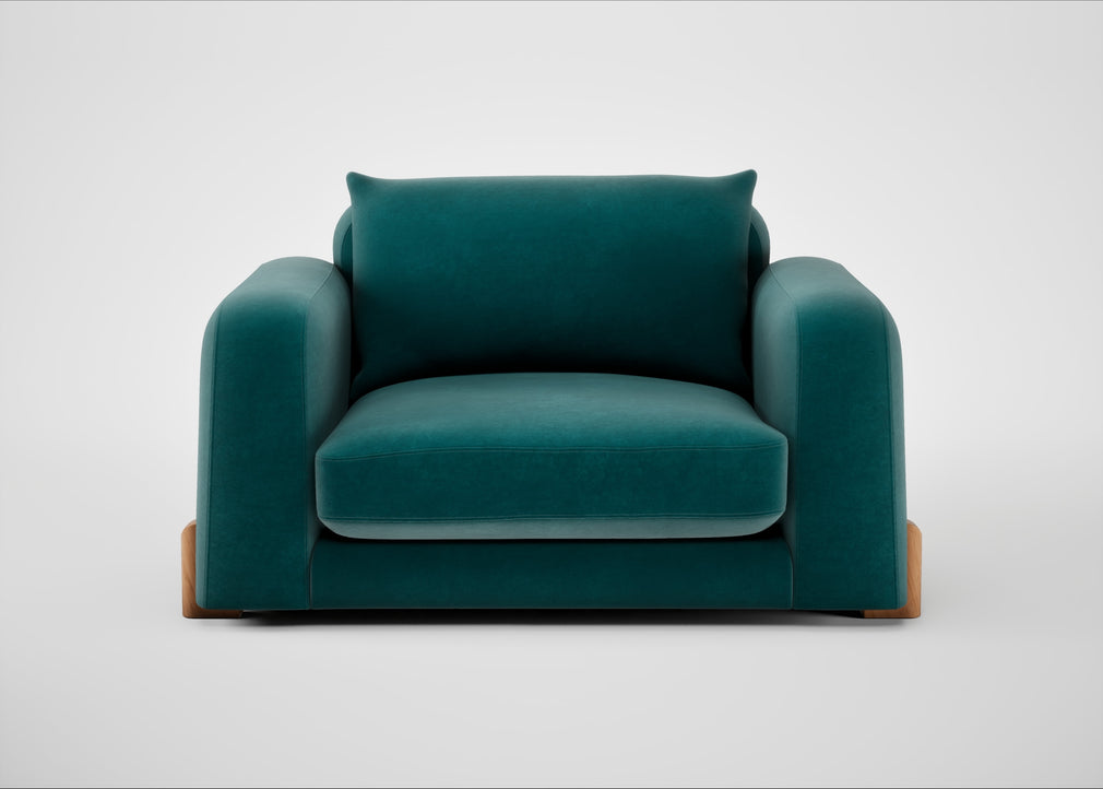 Nuvola Loveseat Smart Luxe Velvet Ocean Green / Natural
