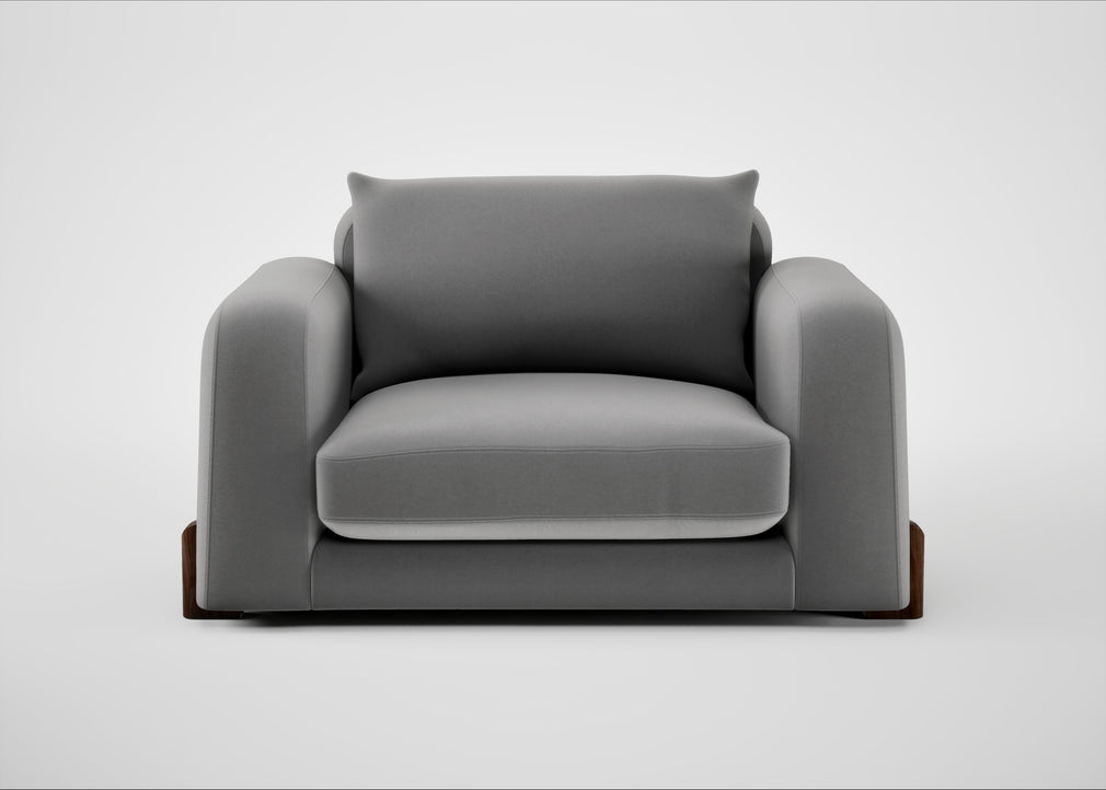 Nuvola Loveseat Smart Velvet Mercury / Walnut Stained