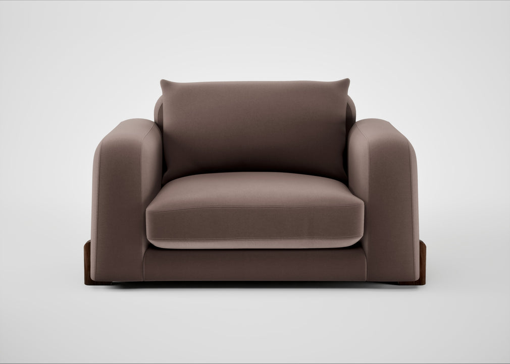 Nuvola Loveseat Smart Velvet Mouse / Walnut Stained