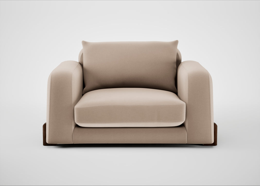 Nuvola Loveseat Smart Velvet Pebble / Walnut Stained