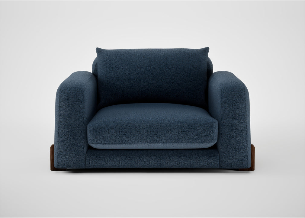 Nuvola Loveseat Boucle Velvet Space / Walnut Stained