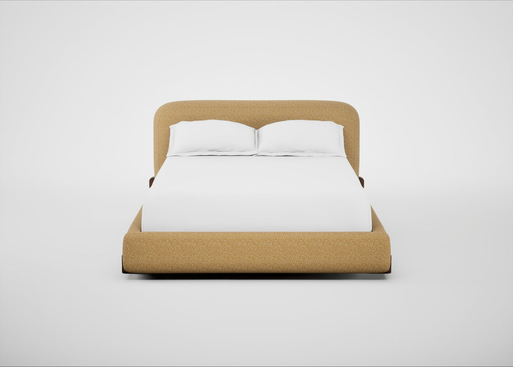 Nuvola Bed Double / Boucle Tweed Citrine / Walnut Stained