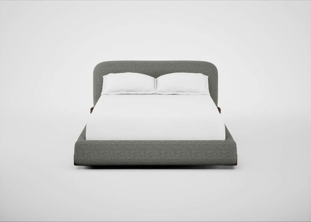Nuvola Bed Double / Boucle Tweed Lapis / Walnut Stained