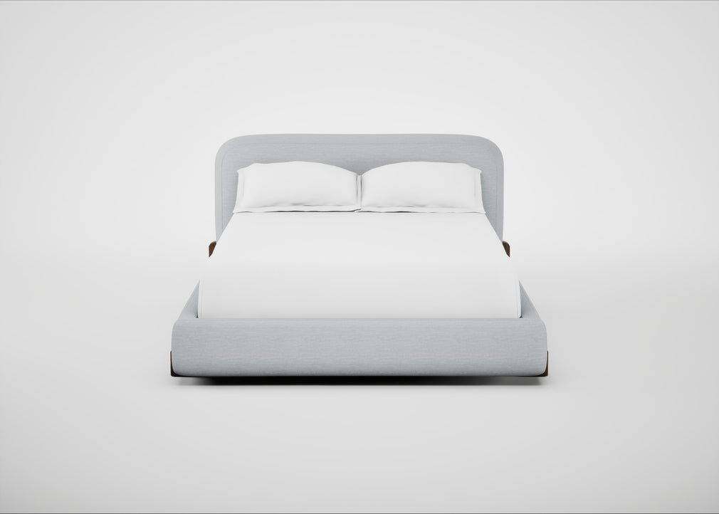 Nuvola Bed Double / Broad Weave Tin / Walnut Stained