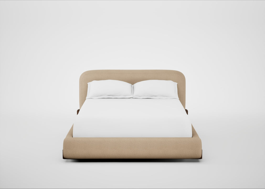 Nuvola Bed Double / Capelo Linen-Cotton Bamboo / Walnut Stained