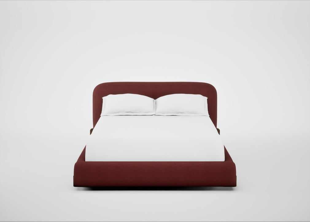 Nuvola Bed Double / Capelo Linen-Cotton Etruscan Red / Walnut Stained