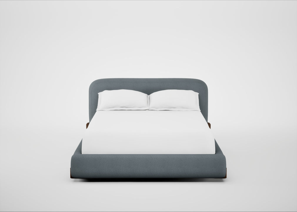 Nuvola Bed Double / Capelo Linen-Cotton Mineral / Walnut Stained