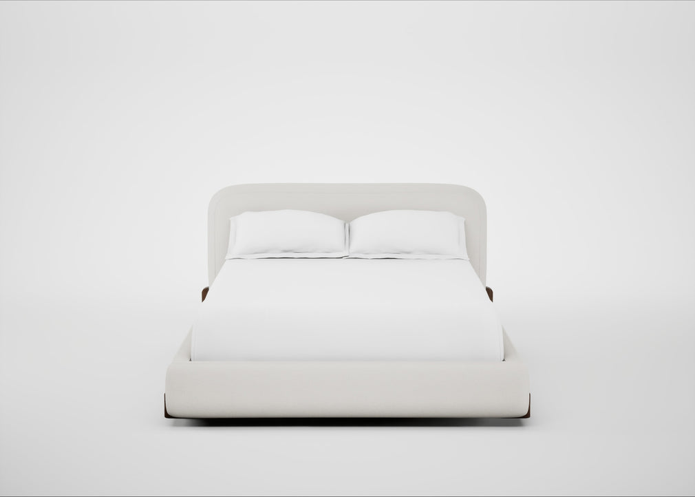 Nuvola Bed Double / Capelo Linen-Cotton Sea Salt / Walnut Stained