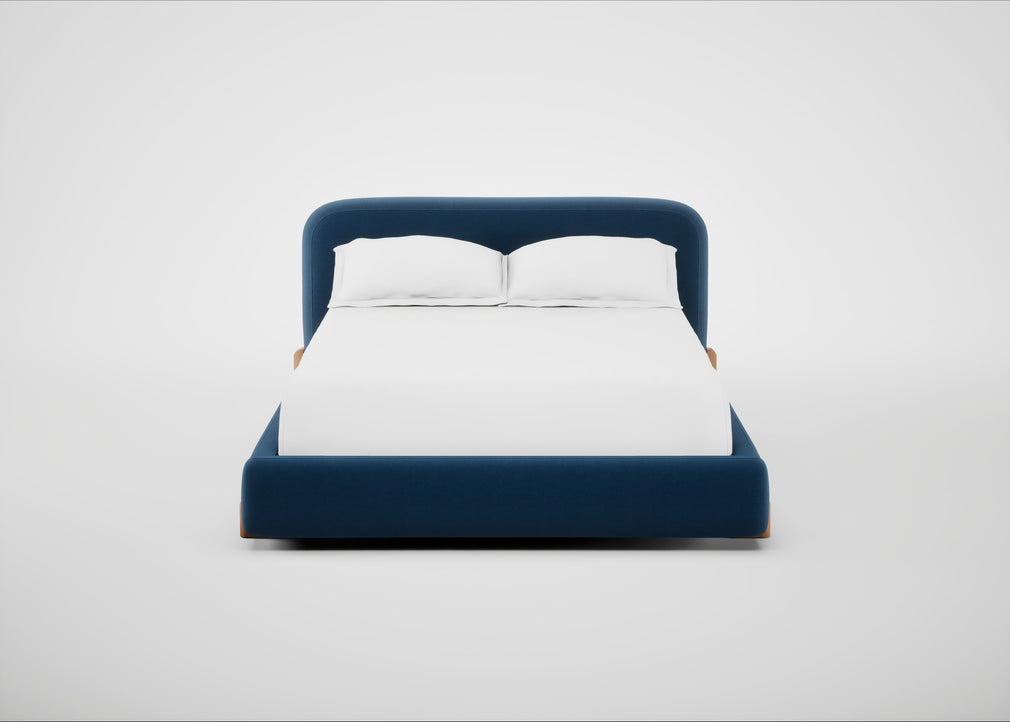 Nuvola Bed Double / Cotton Velvet Petrol / Natural