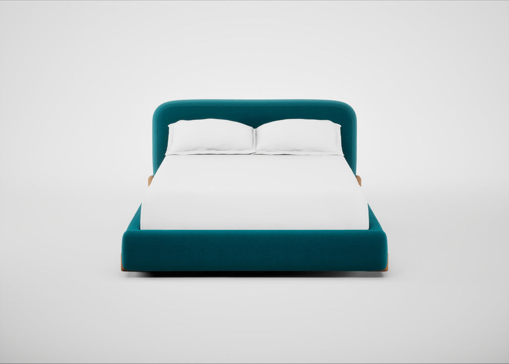 Nuvola Bed Double / Cotton Velvet Teal / Natural