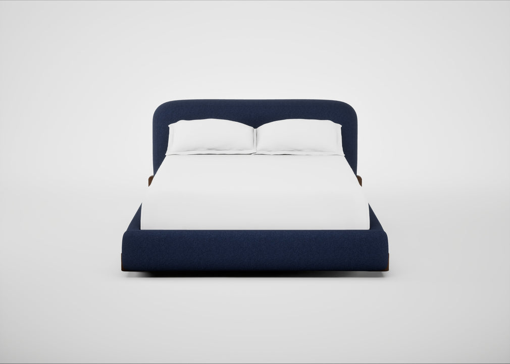 Nuvola Bed Double / Melton Wool New Navy / Walnut Stained