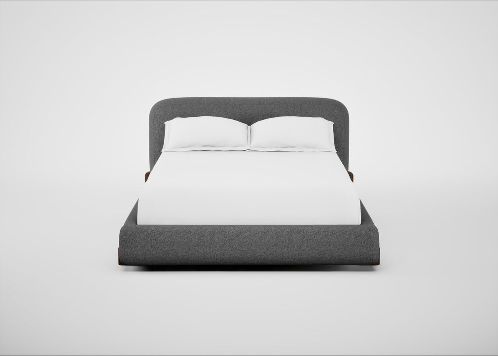 Nuvola Bed Double / Melton Wool Shale / Walnut Stained