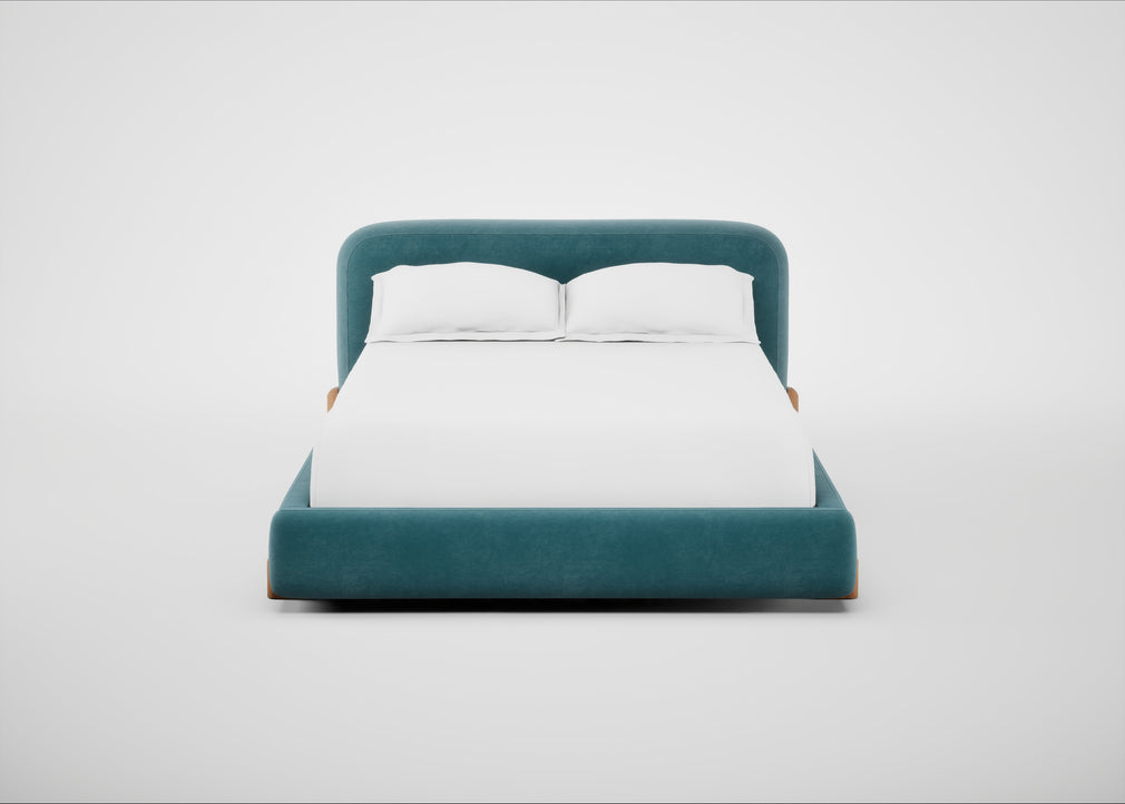 Nuvola Bed Double / Smart Luxe Velvet Airforce Blue / Natural
