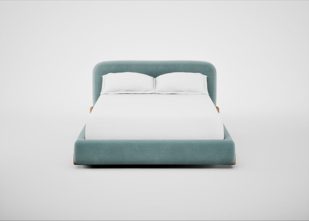 Nuvola Bed Double / Smart Luxe Velvet Mineral Blue / Natural