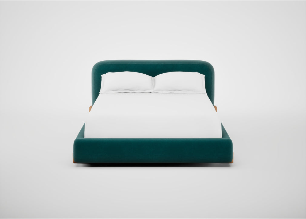 Nuvola Bed Double / Smart Luxe Velvet Ocean Green / Natural