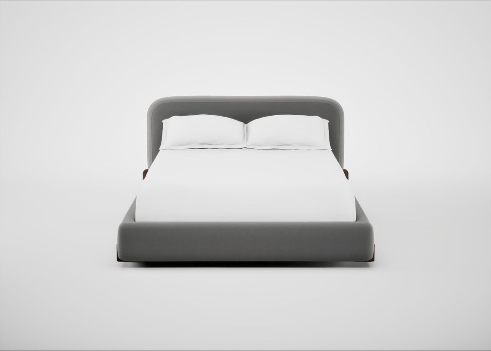 Nuvola Bed Double / Smart Velvet Mercury / Walnut Stained