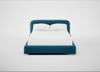Nuvola Bed Double / Smart Velvet Ocean Blue / Walnut Stained