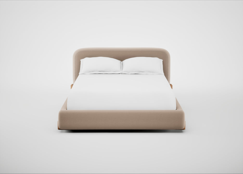 Nuvola Bed Double / Smart Velvet Pebble / Natural
