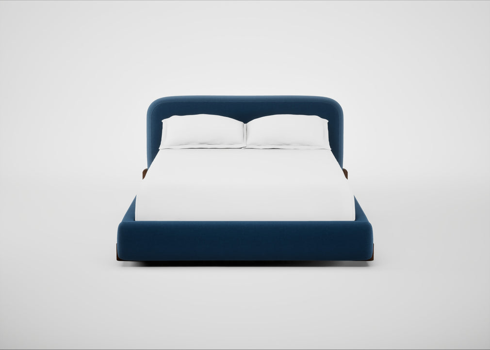 Nuvola Bed Double / Smart Velvet Petrol / Walnut Stained