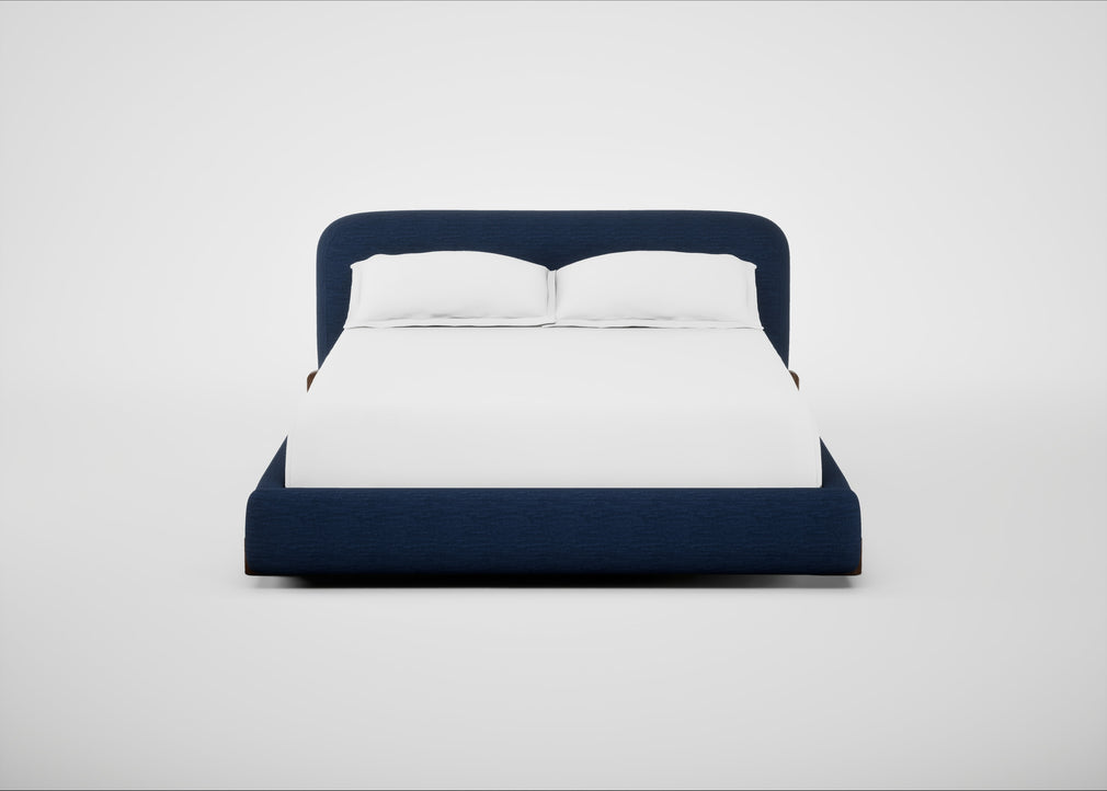 Nuvola Bed King / Broad Weave Lagoon / Walnut Stained