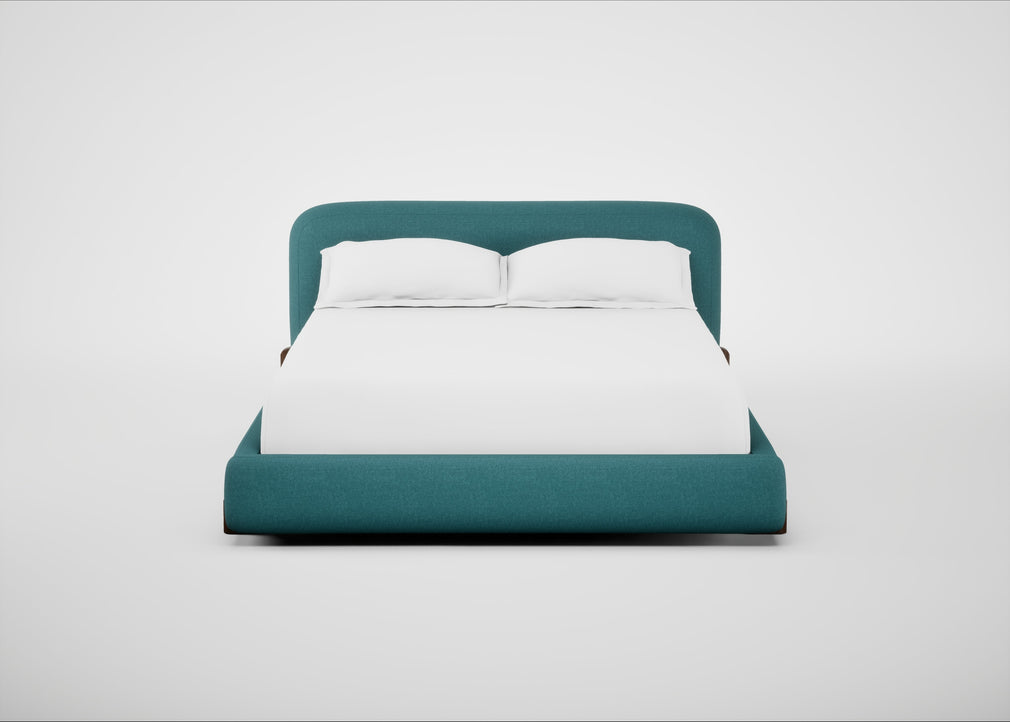 Nuvola Bed King / Brushed Cotton Cadet / Walnut Stained