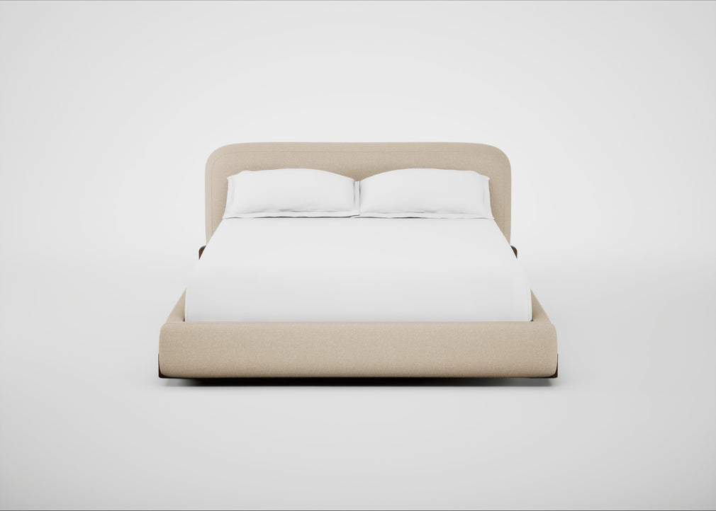 Nuvola Bed King / Brushed Cotton Oat / Walnut Stained