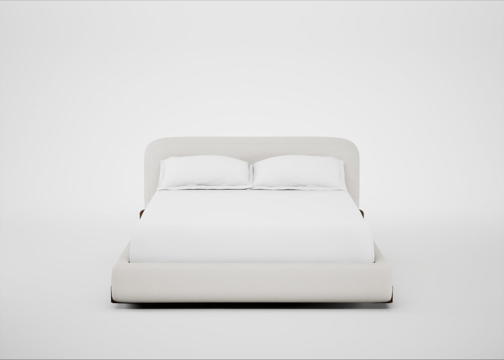 Nuvola Bed King / Capelo Linen-Cotton Sea Salt / Walnut Stained