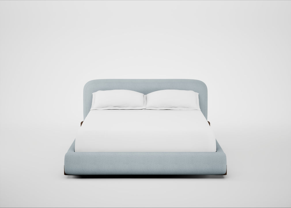 Nuvola Bed King / Capelo Linen-Cotton Sea Shanty / Walnut Stained