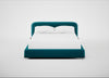 Nuvola Bed King / Cotton Velvet Teal / Walnut Stained