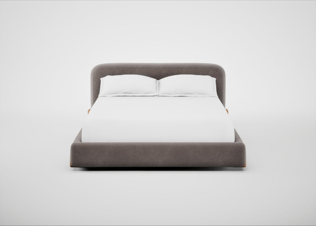 Nuvola Bed King / Smart Luxe Velvet Mushroom / Natural