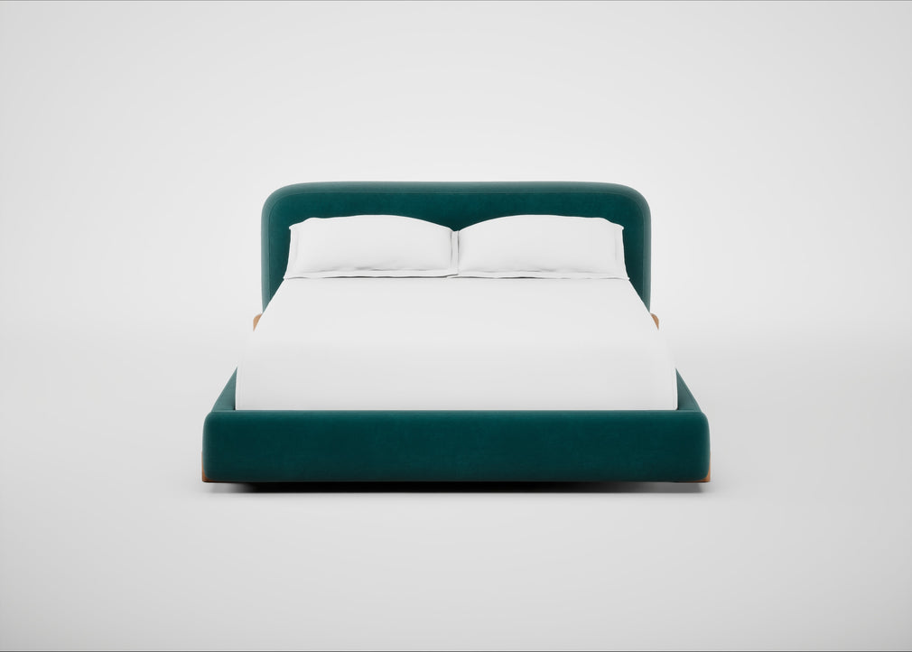 Nuvola Bed King / Smart Luxe Velvet Ocean Green / Natural