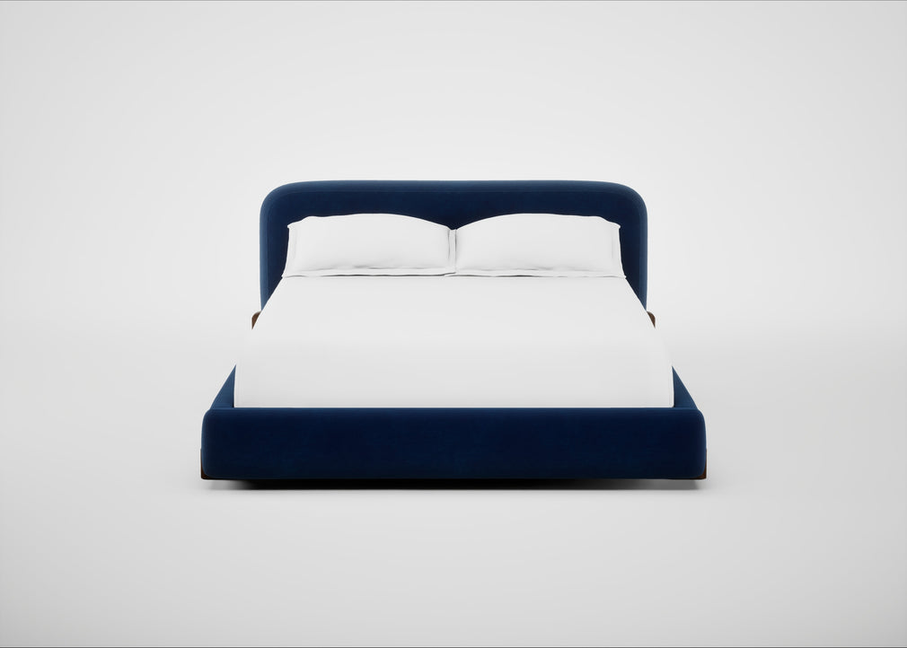 Nuvola Bed King / Smart Velvet Dusk / Walnut Stained