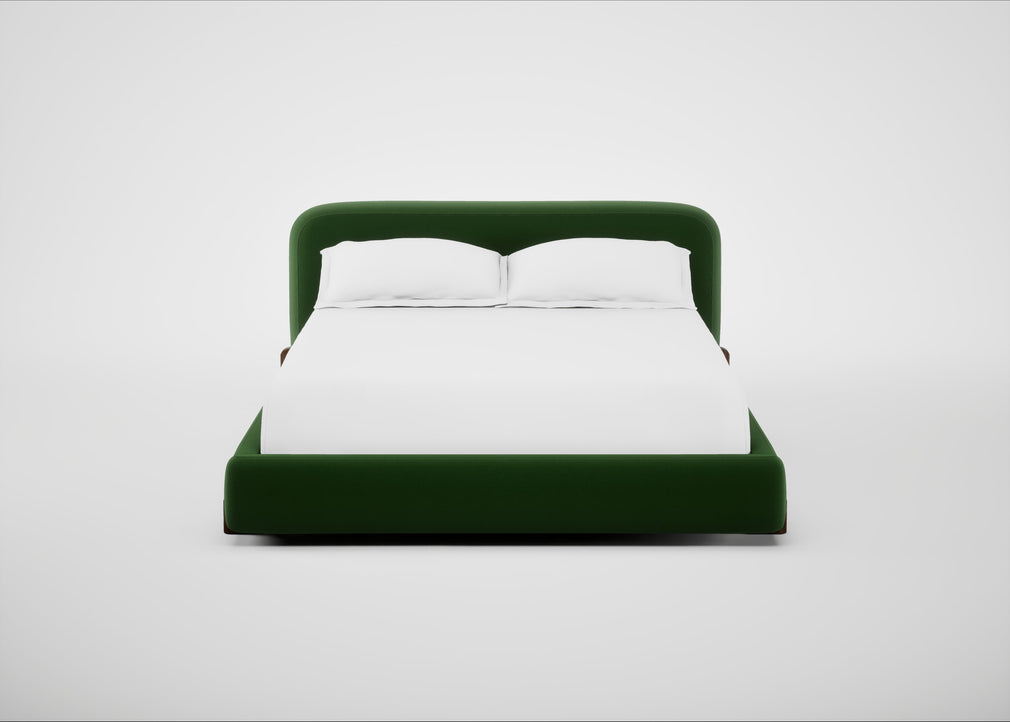 Nuvola Bed King / Smart Velvet Forest / Walnut Stained